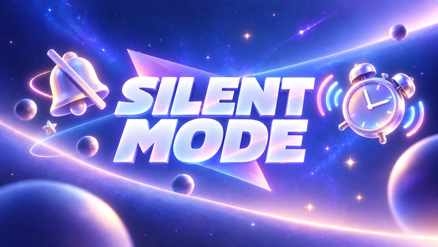 Luminous blue and violet 3D space artwork for Will your iPhone alarm go off in Silent mode?